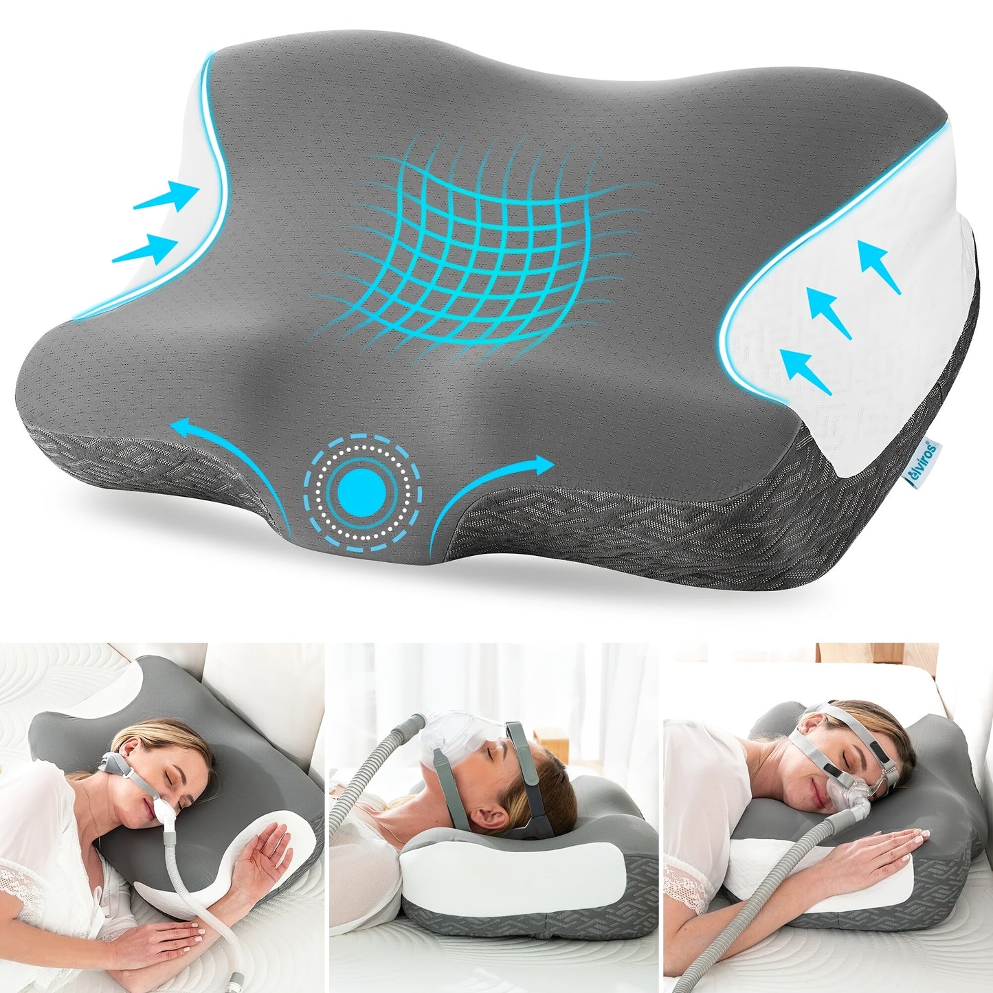 CPAP Pillow for Side Sleeping, Contour Bed Pillow for Side, Back And Stomach Sleepers, Ergonomic Pillow for CPAP Users
