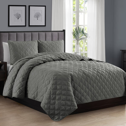 2/3pcs Diamond Quilt Set, All-season Bedding Set-Includes Quilt and Shams, Soft, Hypoallergenic, Breathable, Machine Washable, Wrinkle Free, Fade Resistant, Shrink Resistant