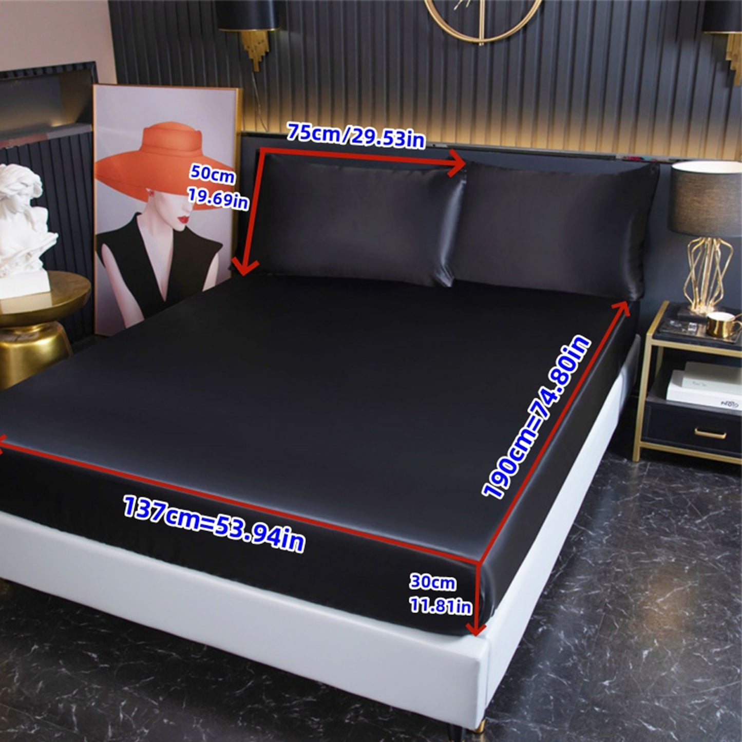 3pcs Cool But Not Icy Fresh Soft Smooth - Solid Color Satin 1pc Fitted Sheet And 1 Pair Pillowcases