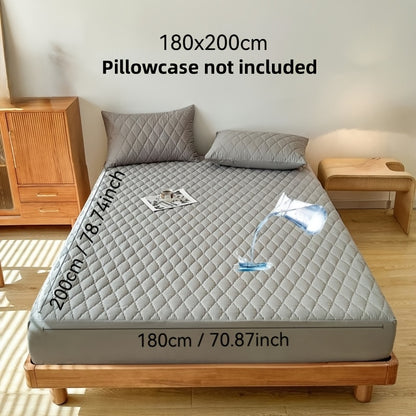 1pc Premium Ultra Soft Quilted Fitted Sheet, Liquid Resistant, Solid Color Mattress Protector, All Season for Bedroom Hotel Dorm Single And Double Beds (No Pillowcases)
