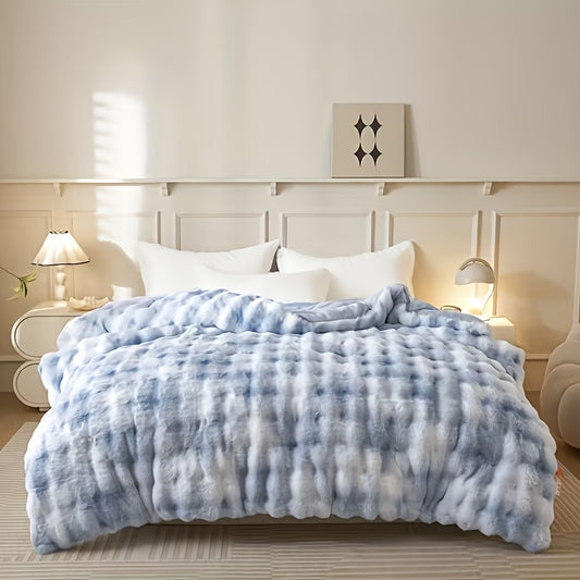 1pc Extra Thick Plush Fleece Quilt | Heavy Duty All-Season Luxury Comforter, High Gram Weight Imitation Rabbit Plush Milk Double-Sided Fleece, Soft And Friendly Comfort For Year-Round Use, Machine Washable, Ideal For Winter Warmth & Modern Home Deco