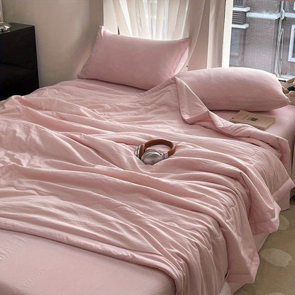 Luxury Lightweight Summer Quilt - Contemporary Solid Color with Piped Edges, Perfect for Air-Conditioning Naps, No Pillowcase Included