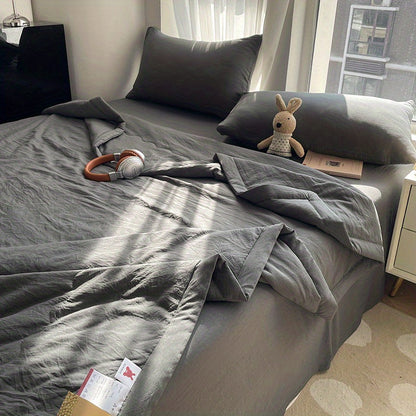 Luxury Lightweight Summer Quilt - Contemporary Solid Color with Piped Edges, Perfect for Air-Conditioning Naps, No Pillowcase Included
