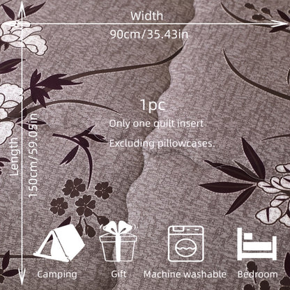 1pc/Warm Plush Thick Quilt/Printed Floral Series Warm Plush Thick Quilt Features a Dark Gray-purple Color Scheme with White Floral and Dark Brown Branch and Leaf Patterns, Exuding an Exquisite, Elegant, and Romantic Pastoral Charm