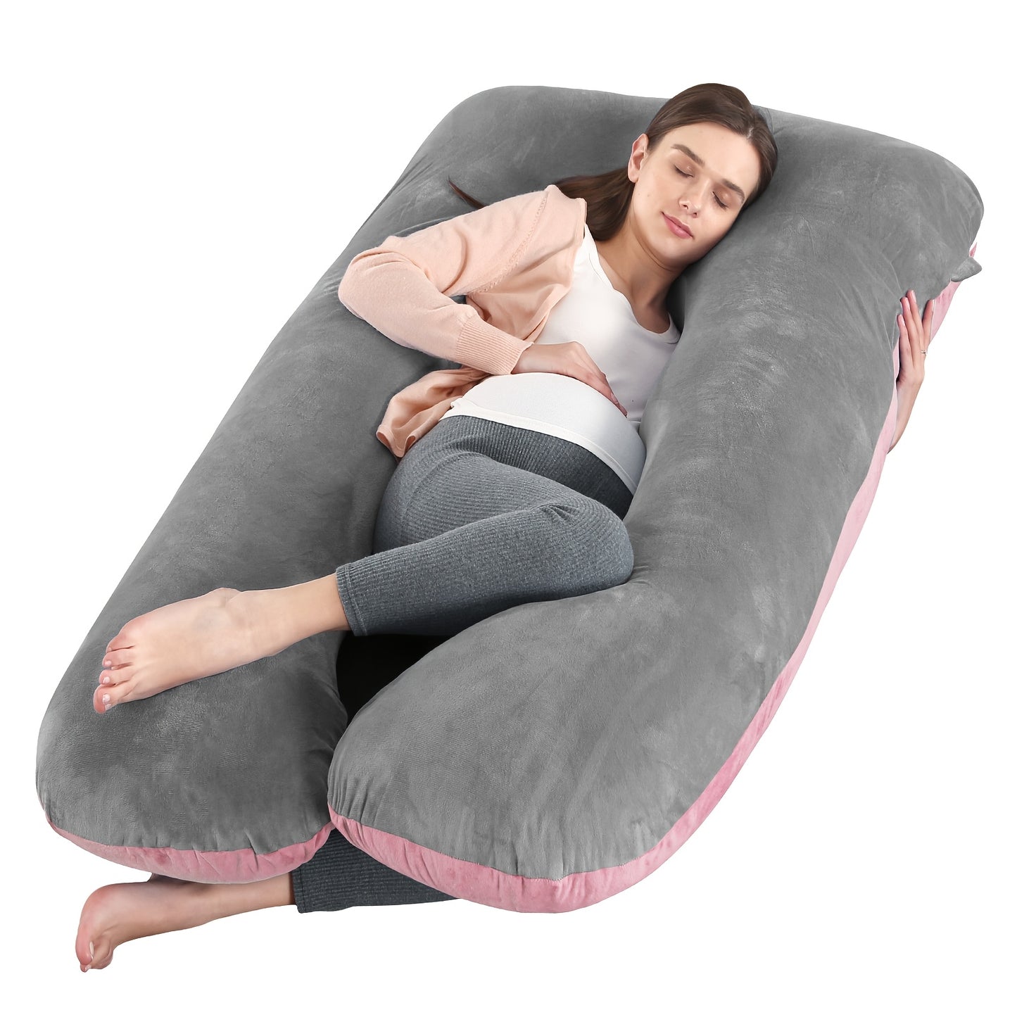 Wndy'S Dream Summer Cool Pregnancy Pillow, Cooling Velvet Body Pillow, 43.31inch 1950G Ergonomic Support, Skin-Friendly Sweat-Free Fabric, Washable Cover, Full Body Support for Pregnant Women