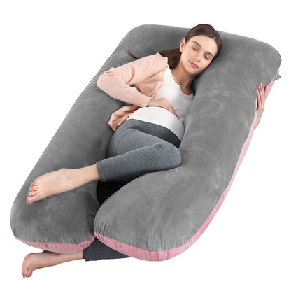 Wndy'S Dream Summer Cool Pregnancy Pillow, Cooling Velvet Body Pillow, 43.31inch 1950G Ergonomic Support, Skin-Friendly Sweat-Free Fabric, Washable Cover, Full Body Support for Pregnant Women