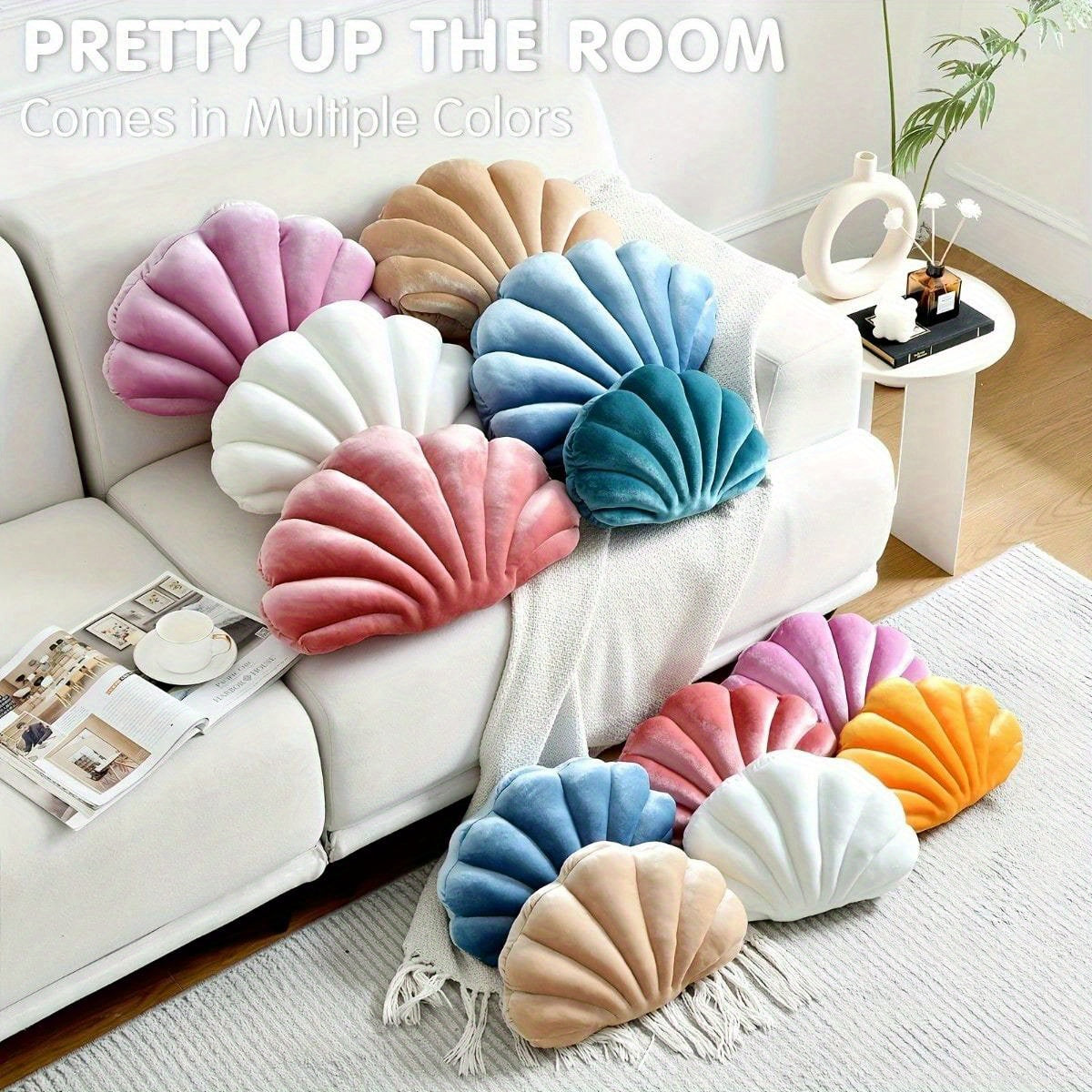 Soft & Plush Shell Pattern Throw Pillow - Versatile Decorative Cushion for Sofa and Bed, Machine Washable - Ideal for Christmas, Thanksgiving, Halloween, New Year, Weddings, and Home Decor