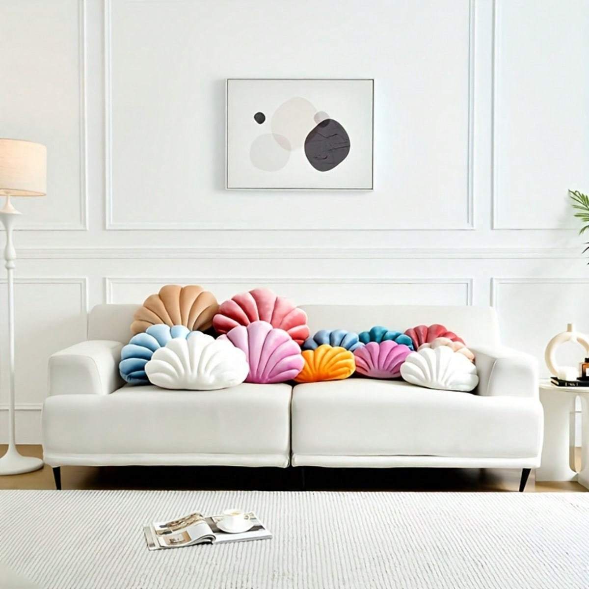 Soft & Plush Shell Pattern Throw Pillow - Versatile Decorative Cushion for Sofa and Bed, Machine Washable - Ideal for Christmas, Thanksgiving, Halloween, New Year, Weddings, and Home Decor