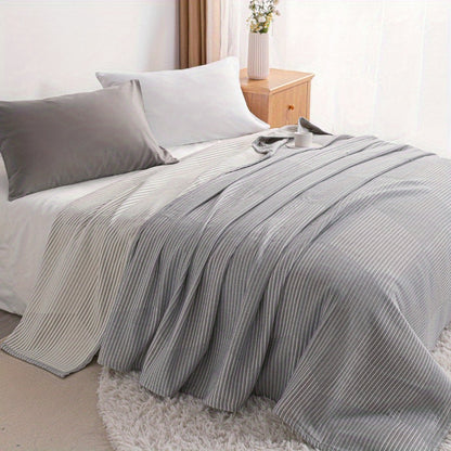 3 Layers Egyptian Cotton Muslin Bed Blanket, Breathable Yarn Dyed Quilt Perfect for Couch, Bed, Office and Travel, Perfect Lightweight Blanket for All Seasons