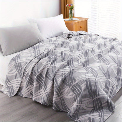 3 Layers Egyptian Cotton Muslin Bed Blanket, Breathable Yarn Dyed Quilt Perfect for Couch, Bed, Office and Travel, Perfect Lightweight Blanket for All Seasons