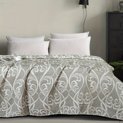 3 Layers Egyptian Cotton Muslin Bed Blanket, Breathable Yarn Dyed Quilt Perfect for Couch, Bed, Office and Travel, Perfect Lightweight Blanket for All Seasons