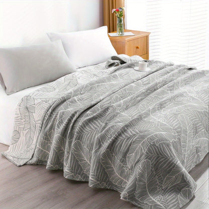 3 Layers Egyptian Cotton Muslin Bed Blanket, Breathable Yarn Dyed Quilt Perfect for Couch, Bed, Office and Travel, Perfect Lightweight Blanket for All Seasons