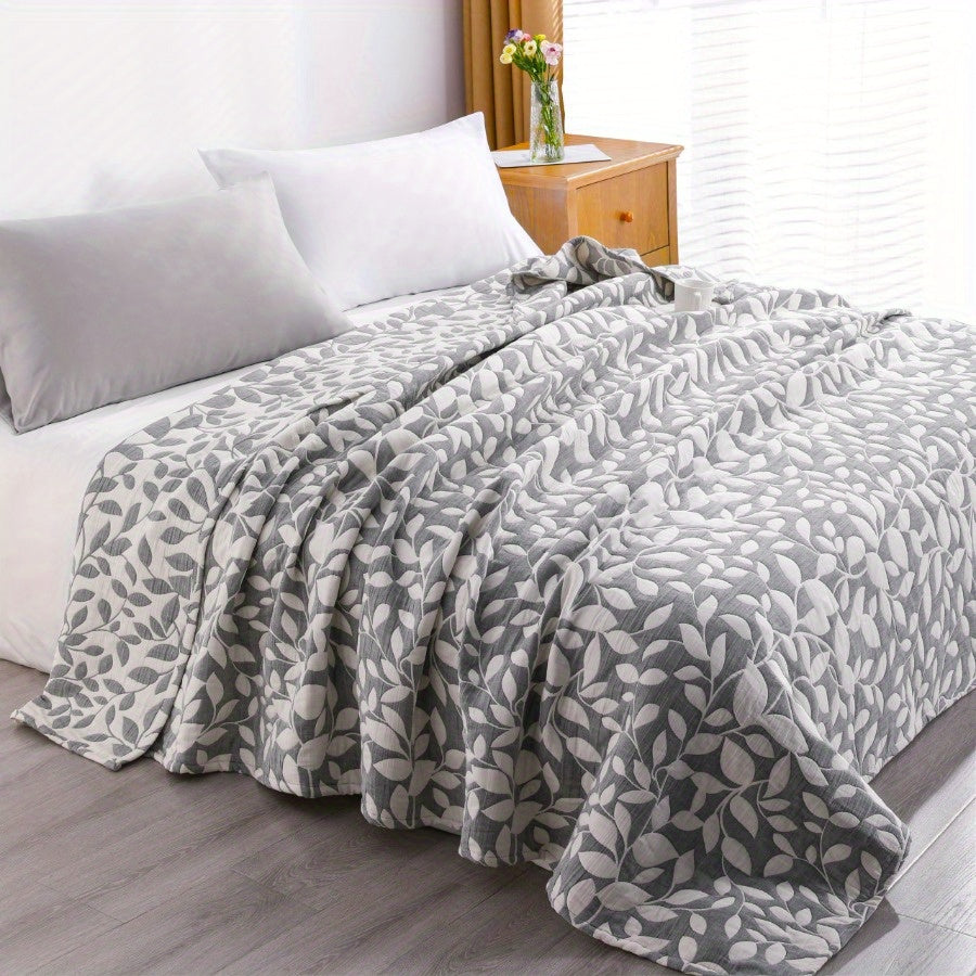 3 Layers Egyptian Cotton Muslin Bed Blanket, Breathable Yarn Dyed Quilt Perfect for Couch, Bed, Office and Travel, Perfect Lightweight Blanket for All Seasons