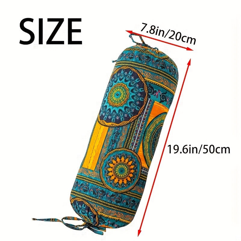 [Enable ] 1pc Bohemian Cylindrical Pillow with Pillow Core, Cushion, Removable And Washable Pillow, Tie Closure Cylindrical Pillow, Suitable for Neck, Back, And Waist Support, Can Be Used As a Decorative Pillow for Bedroom, Sofa, Office, Etc