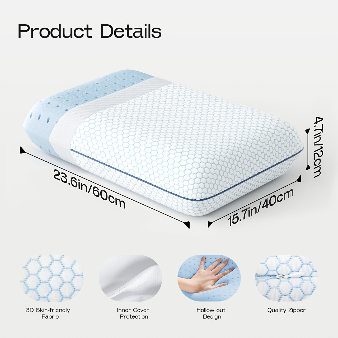 1pc Slow Rebound Pillow, Deep Sleep Pillow to Protect the Cervical Spine and Assist Sleep for Adults, Modern Leisure Bread Double-sided Pillow, Zero Foam Sponge Pillow.
