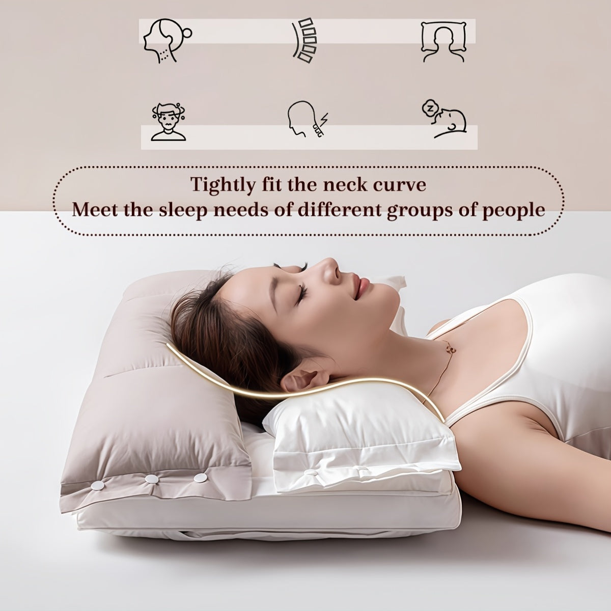Detachable Cloud-Soft Beauty Pillow Zero-Pressure Neck Support For 8 Hours -Free Sleep Side Sleeper-Friendly No Face Ear Pressure Ideal For Night Owls Phone Addicts Tighten Refresh Your Skin