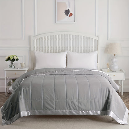 1pc Beyond Cloud Contemporary Lightweight Summer Blanket, Hypoallergenic Microfiber Cooling Quilted Comforter, All-Season Multipurpose Bedding, 59.06x78.74inch, with Satin Trim, Machine Washable, for Twin/Queen/King Size