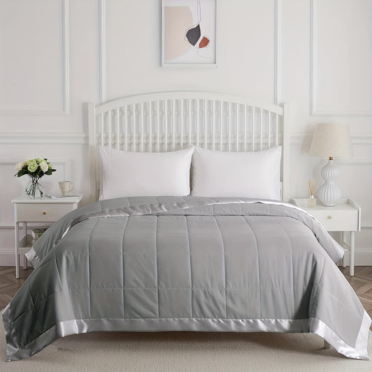 1pc Beyond Cloud Contemporary Lightweight Summer Blanket, Hypoallergenic Microfiber Cooling Quilted Comforter, All-Season Multipurpose Bedding, 59.06x78.74inch, with Satin Trim, Machine Washable, for Twin/Queen/King Size