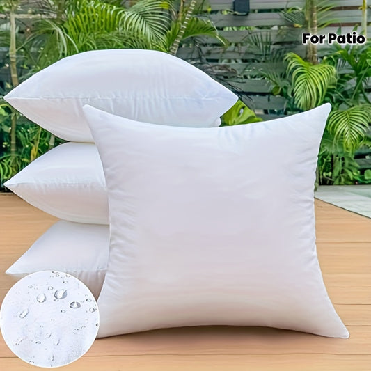 4pcs Waterproof Pillow Insert, Outdoor/Indoor Square Pillow, Ultra-Fluffy, Skin-Friendly, Cloud-Like Softness & Quick Rebound, Ideal For Garden, Courtyard, & Terrace Decor, Sofa & Bed Use, Multiple Uses, A Must-have For Home & Outdoor Decoration