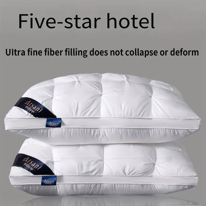 Luxury Fluffy Hotel Pillow, Deep Comfort, Soft And Pressure-Resistant, Cervical Pillowcase Washable Hypoallergenic with Zipper, Easy Care, Elegant Style, Multi-Use, All Seasons