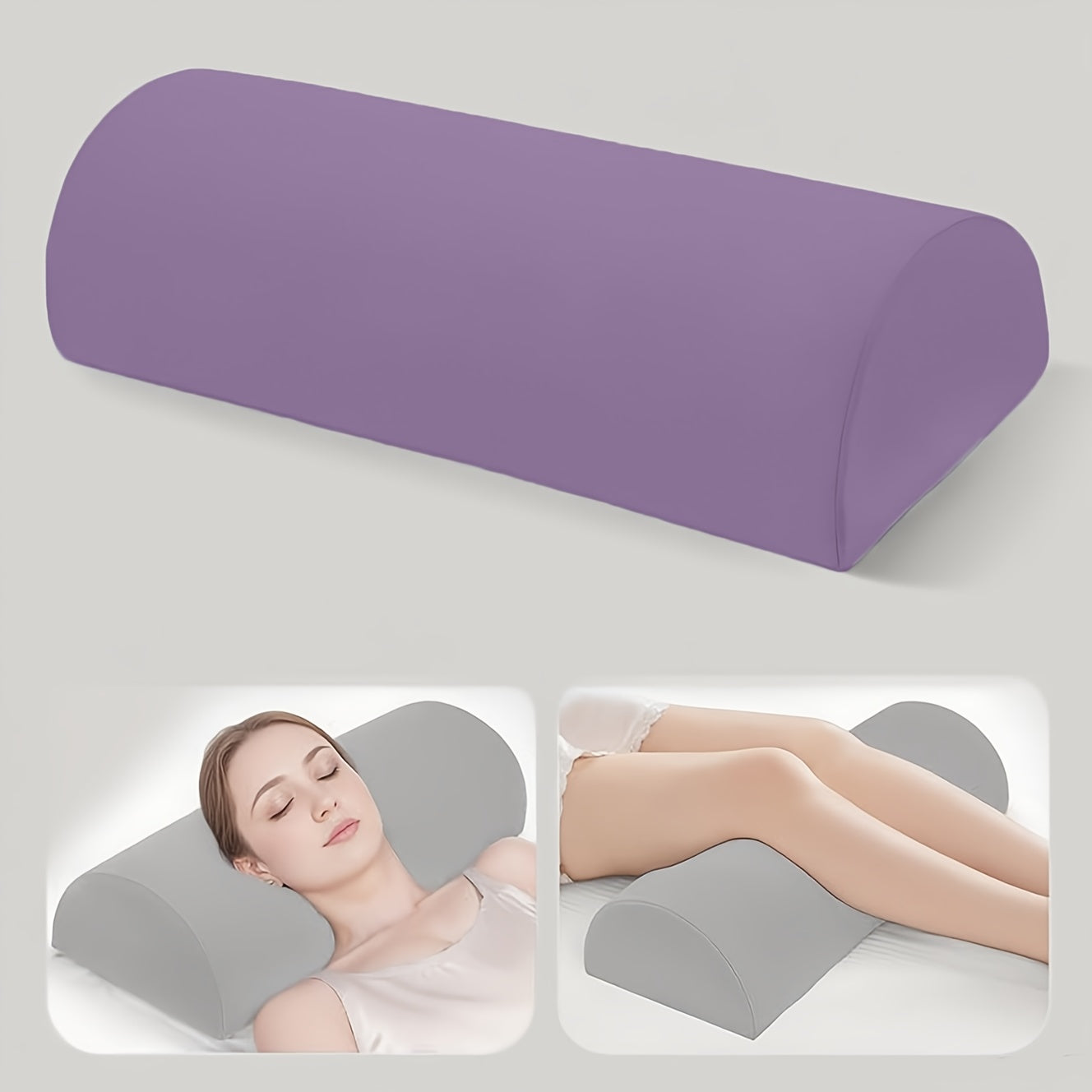 1pc Half Moon Pillow, Leg, Knee, Back of Neck, and Lumbar Support Pillow, Suitable for Back or Side Sleepers, Semi-Rolled Round Pillow, Comfort for Ankles and Feet, Head, Neck, Spine, and Hips