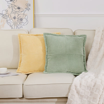 Corduroy Decorative Throw Pillow 18x18 Set Of 2/4 for Sofa Living Room, Soft Neutral Boho Couch Pillow Covers for Home Decor
