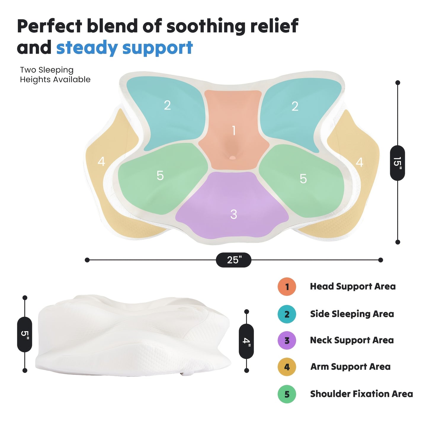 Cervical Neck Pillow, Ergonomic Contour Neck Pillows, Memory Foam Orthopedic Bed Pillow For Side Back Stomach Sleeper, Neck Pillow With Cooling Pillowcase