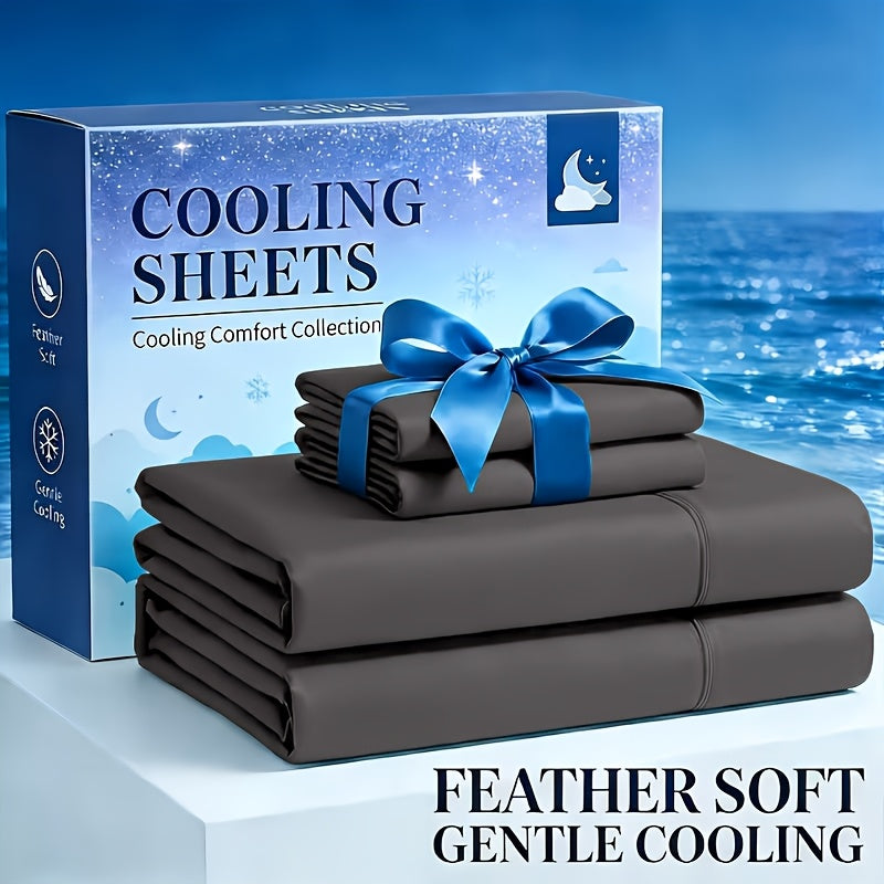 4pcs Cooling Bamboo Fiber Fitted Sheet Set, Children's 4000 TC Extra Deep Pocket 20-inch Sheet, Luxurious Soft Hotel-style Cooling Sheet Set, Suitable for People Who Are Sensitive to Heat, Wrinkle-resistant And Shrink-resistant, Includes Fitted