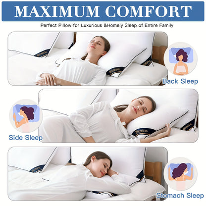 Bed Pillows for Sleeping Queen Size Cooling Pillows Luxury Sleeping Pillow 3D Microfiber Filling Breathable Cover Soft Hotel Collection Pillows for Back Side or Stomach Sleepers