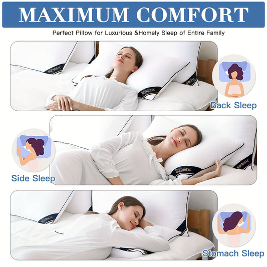 Bed Pillows for Sleeping Queen Size Cooling Pillows Luxury Sleeping Pillow 3D Microfiber Filling Breathable Cover Soft Hotel Collection Pillows for Back Side or Stomach Sleepers