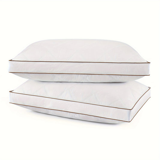 Goose Feathers And Down Pillow For Sleeping Gusseted Bed Hotel Collection Pillows, Set Of 2