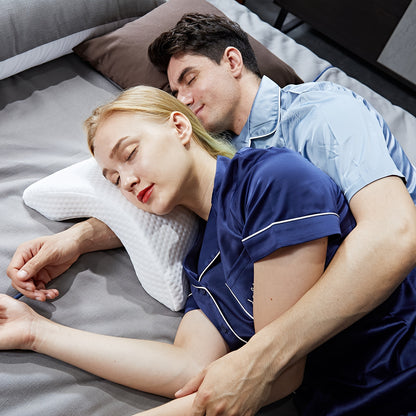1pc Couple Cuddling Memory Foam Pillow - Soft Polyester Design, Perfect for Cozy Travel (Non-Electric)