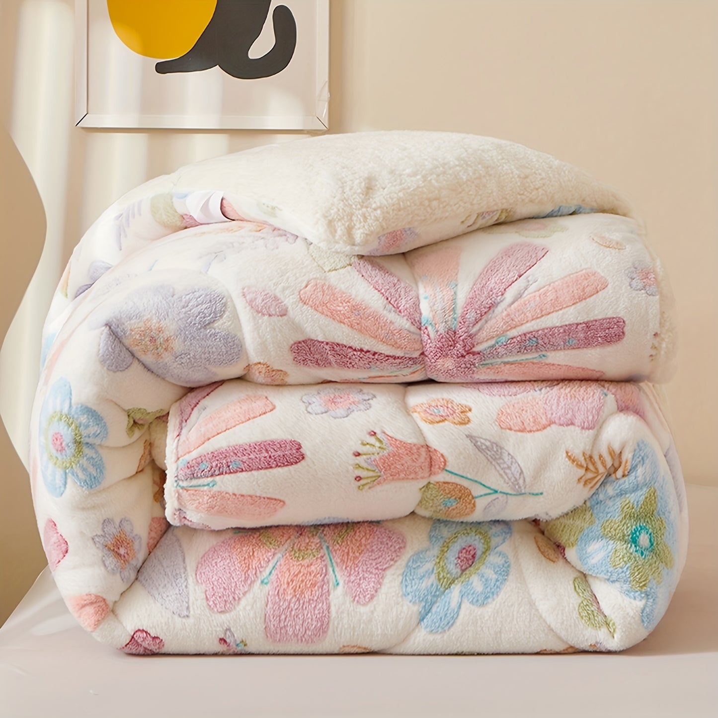 Floral Snowflake Printed Winter Quilt, Soft And Warm, Suitable for Autumn And Winter Bedding in Bedrooms And Guest Rooms