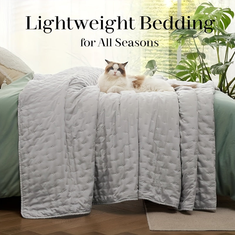 The Latest Ultrasonic Quilted Sandwich Thin Quilt Four Seasons Quilted Bed Cover Bed Sheet Double Solid Color