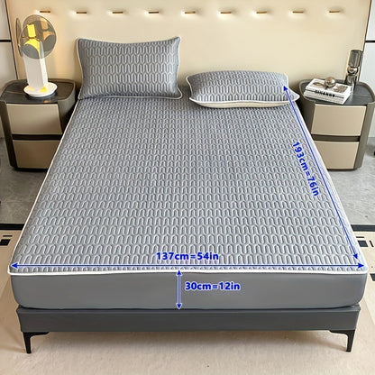 1pc Cooling And Stretchy Bed Sheet - Soft Non-Slip Polyester, Breathable Moisture-Wicking, Lightweight And Comfortable for All-Night Sleep, Machine Washable, Fits Standard Mattress Sizes, Bedding Additions, Elegant Bedding, Smooth Texture