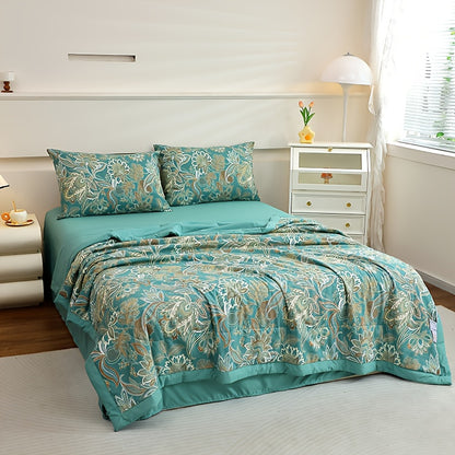 1pc Cooling Bedspread - All-Season Lightweight Summer Comforter with Cooling Beige Bed Cover, Machine Washable Filling for Queen/King Size Beds, Elegant for Hot Sleepers