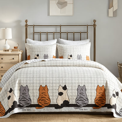 3pcs Green Patchwork Quilt Set Reversible Bedspread Lightweight Bedding with 2pcs Pillow Shams, All Season