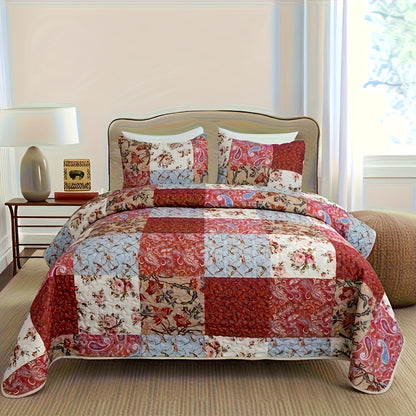 Quilt Set: Floral Print, Wrinkle-Free & Easy Care, Twin, Full, Queen, King, Oversized Lightweight Quilt And Bedspread, It Offers Dust-proof, Wear-resistant, Soft And Comfortable Properties, Bedding Decor. Machine Washable.