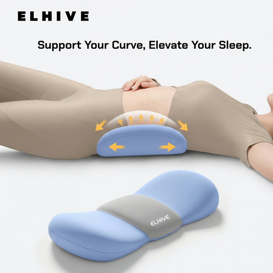 Bed Lumbar Pillow - Ergonomic Butterfly Wing Design, 3D Waist Wrapping And Curved Cradle, Engineering Zoned for Back/Hip, Enlarged Surface Fits All Positions (Back/Side), Soft Contoured Comfort for Restful Night