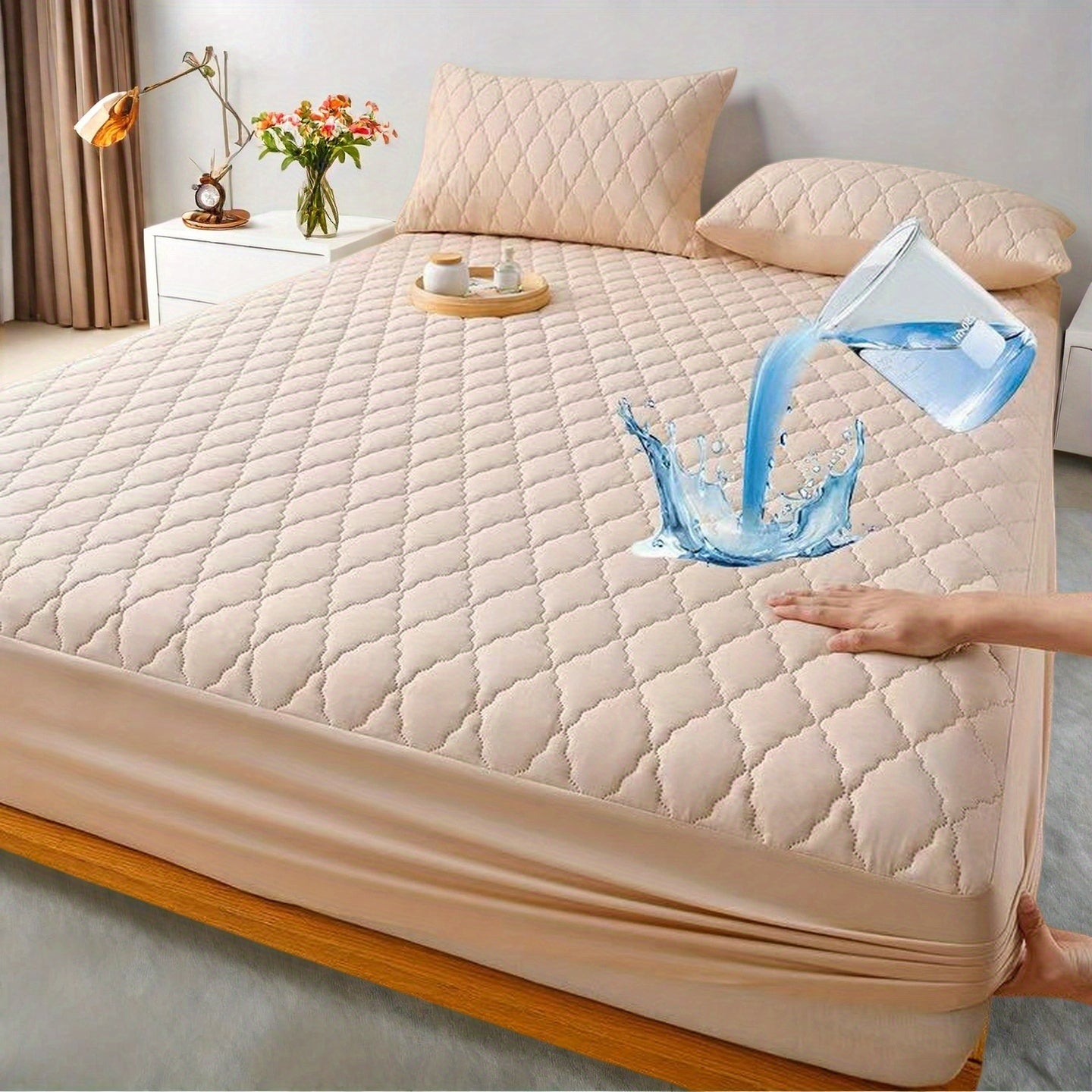 1pc Guaranteed High Quality Fitted Sheet Mattress Protector: Deep Pocket, Heavy Duty, Silent Comfort (Machine Washable)