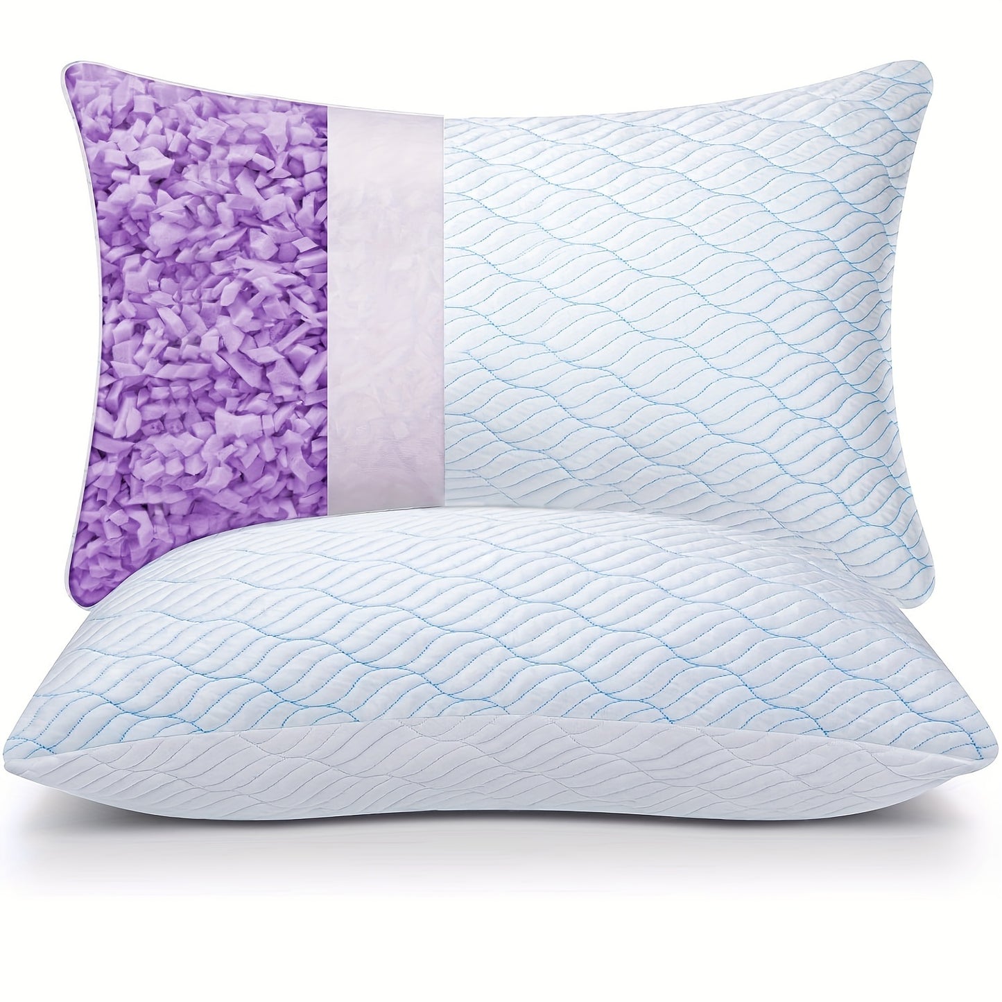1pc Shredded Pillows for Sleeping, Adjustable and  Foam Filling Cooling Bed Pillow, with Washable Removable Bamboo Cooling Hypoallergenic Pillow Cover for Back, Side and Stomach Sleeper