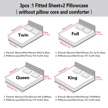 3pcs Cool But Not Icy Fresh Soft Smooth - Solid Color Satin 1pc Fitted Sheet And 1 Pair Pillowcases