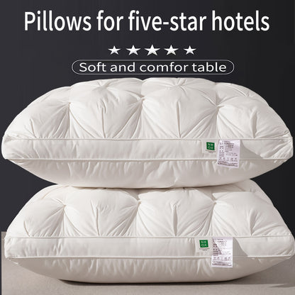 Luxury Fluffy Hotel Pillow, Deep Comfort, Soft And Pressure-Resistant, Cervical Pillowcase Washable Hypoallergenic with Zipper, Easy Care, Elegant Style, Multi-Use, All Seasons