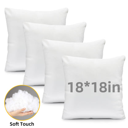 Whonline 4pcs/6pcs Premium Throw Pillow Insert, 18*18in/20*20in, Soft & Durable Polyester, Classic Style, Machine Washable, Polyester Fiber Filling, All-Season, No Printing, Multipurpose for Sofa, Bed, and Holiday Decor