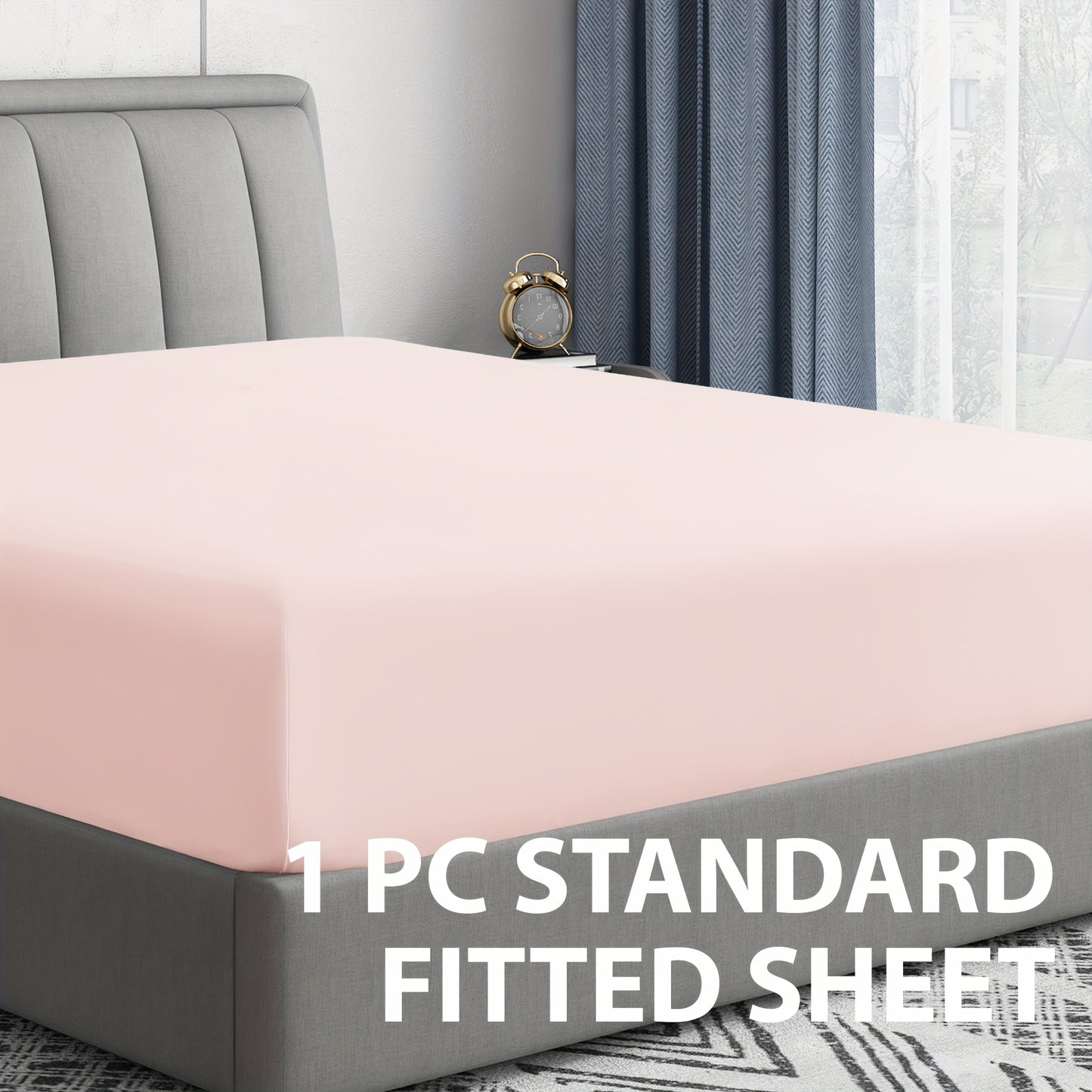 1pc Bed Fitted Sheet, All-season Microfiber Bedding - Includes Single Fitted Sheet - Soft, Hypoallergenic, Breathable, Machine Washable, Wrinkle Free, Fade Resistant, Shrink Resistant
