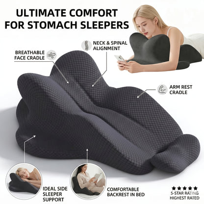 Multi-Use Breathable Stomach Sleep Pillow- Office/School/Car Nap Support, Neck And Shoulder Comfort, Lightweight Portable Design, Durable Washable Cover- Perfect Gift for Travelers And Yoga Enthusiasts