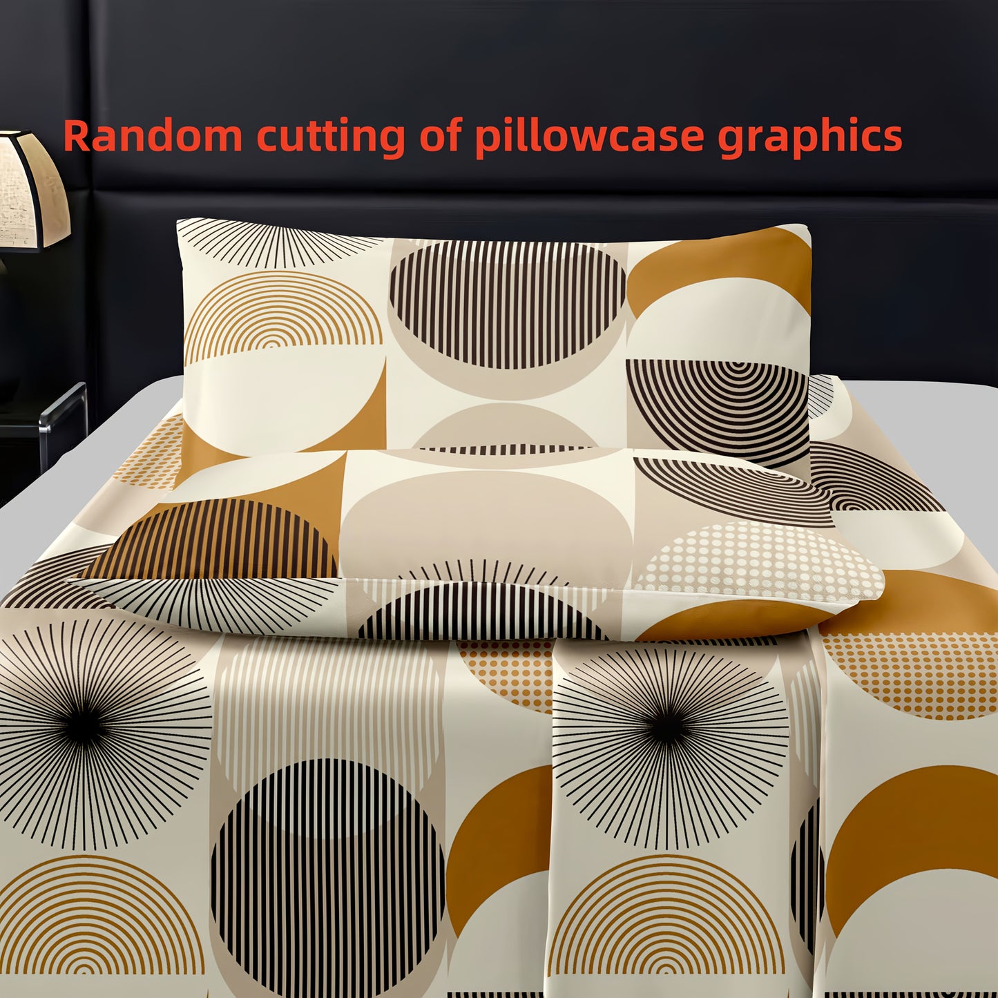 [Soft Comfortable] 3pcs Soft Comfortable Geometric Fitted Sheet Set | All-Season Mattress Protector, Fashionable Classic Deep Pocket Breathable Bedding Set, Bedroom Guest Room Decoration (1 Fitted Sheet + 2 Pillowcases, No Filler)