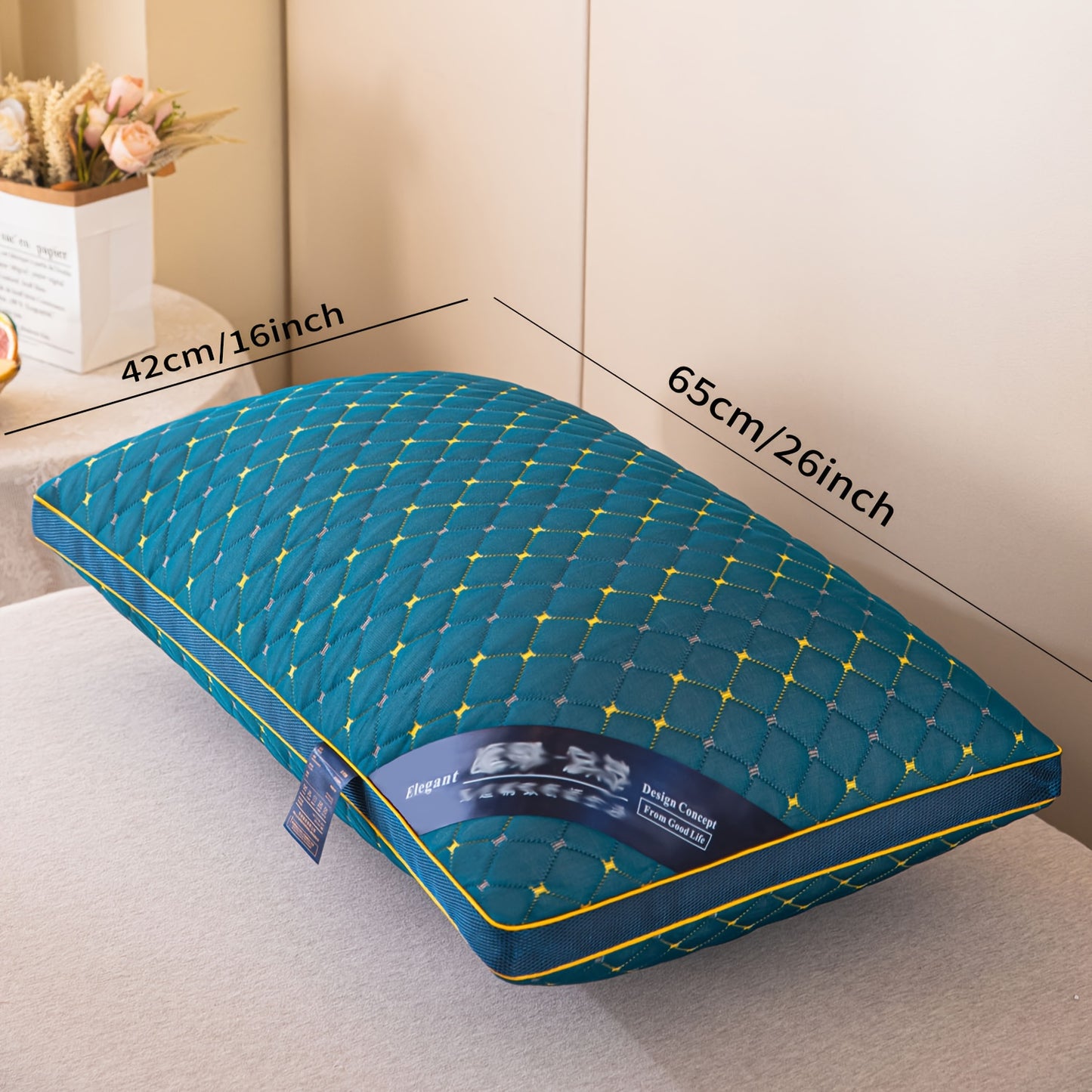 2 Luxury Quality Pillows - Deep Sleep Neck Support, High-Density Non-Sagging All-Season Covers, Vacuum Compressed Packaging, Home Comfort, Designed for Bedding Enthusiasts, Quick Rebound, Soft and Comfortable, Bedroom Relaxation, Modern Sleep