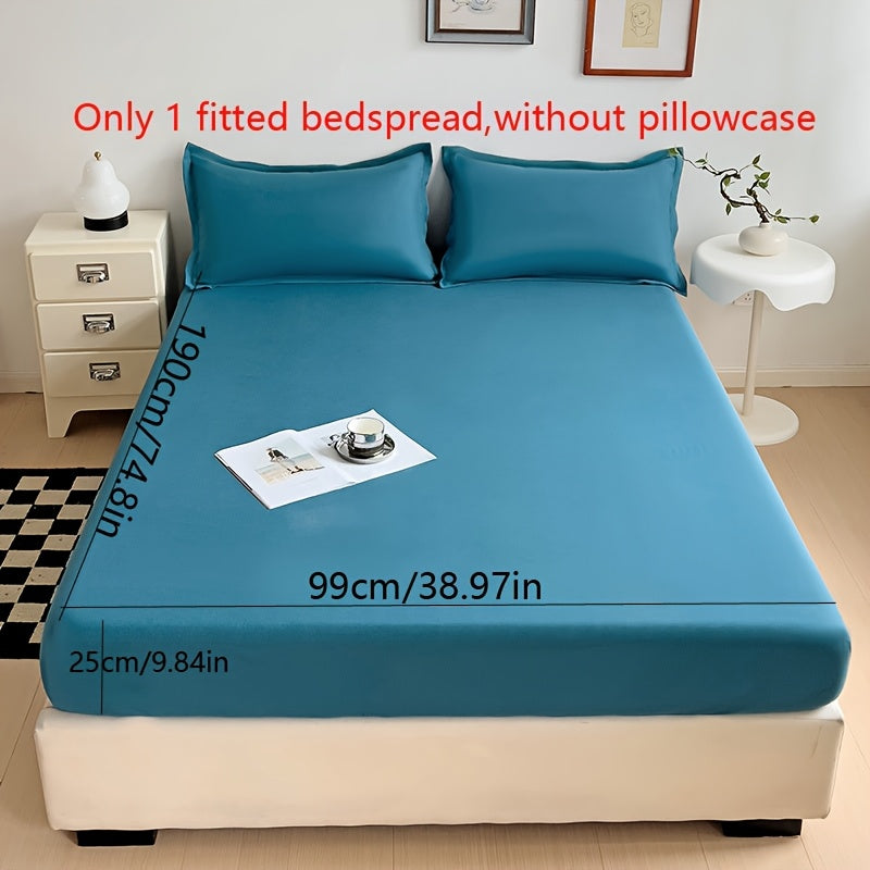 Solid Color Fitted Sheet, Soft, Skin-Friendly, and Breathable Bedding, Washable, Suitable for All Seasons, Hotel Mattress Protector. One Single Fitted Sheet, Pillowcases Not Included. Microfiber Brushed Finish Bed Sheet in Dark Blue