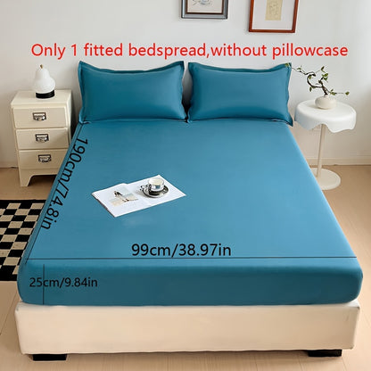 Solid Color Fitted Sheet, Soft, Skin-Friendly, and Breathable Bedding, Washable, Suitable for All Seasons, Hotel Mattress Protector. One Single Fitted Sheet, Pillowcases Not Included. Microfiber Brushed Finish Bed Sheet in Dark Blue